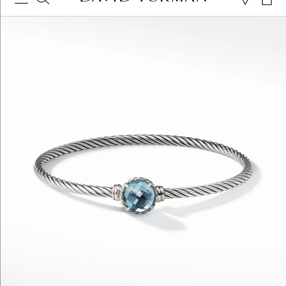 David Yurman petite chatelaine bracelet in sterling silver with blue topaz